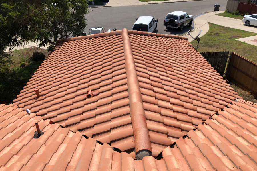 orange roof tiles just pressure washed